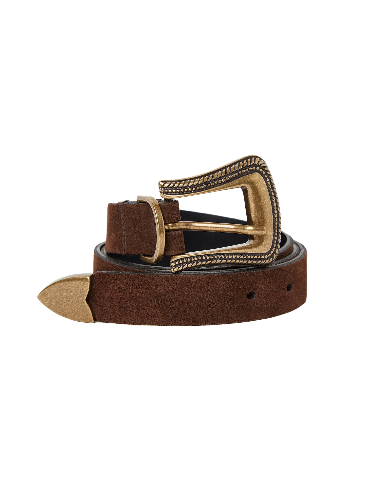 Gürtel Wildleder braun - Schnalle gold