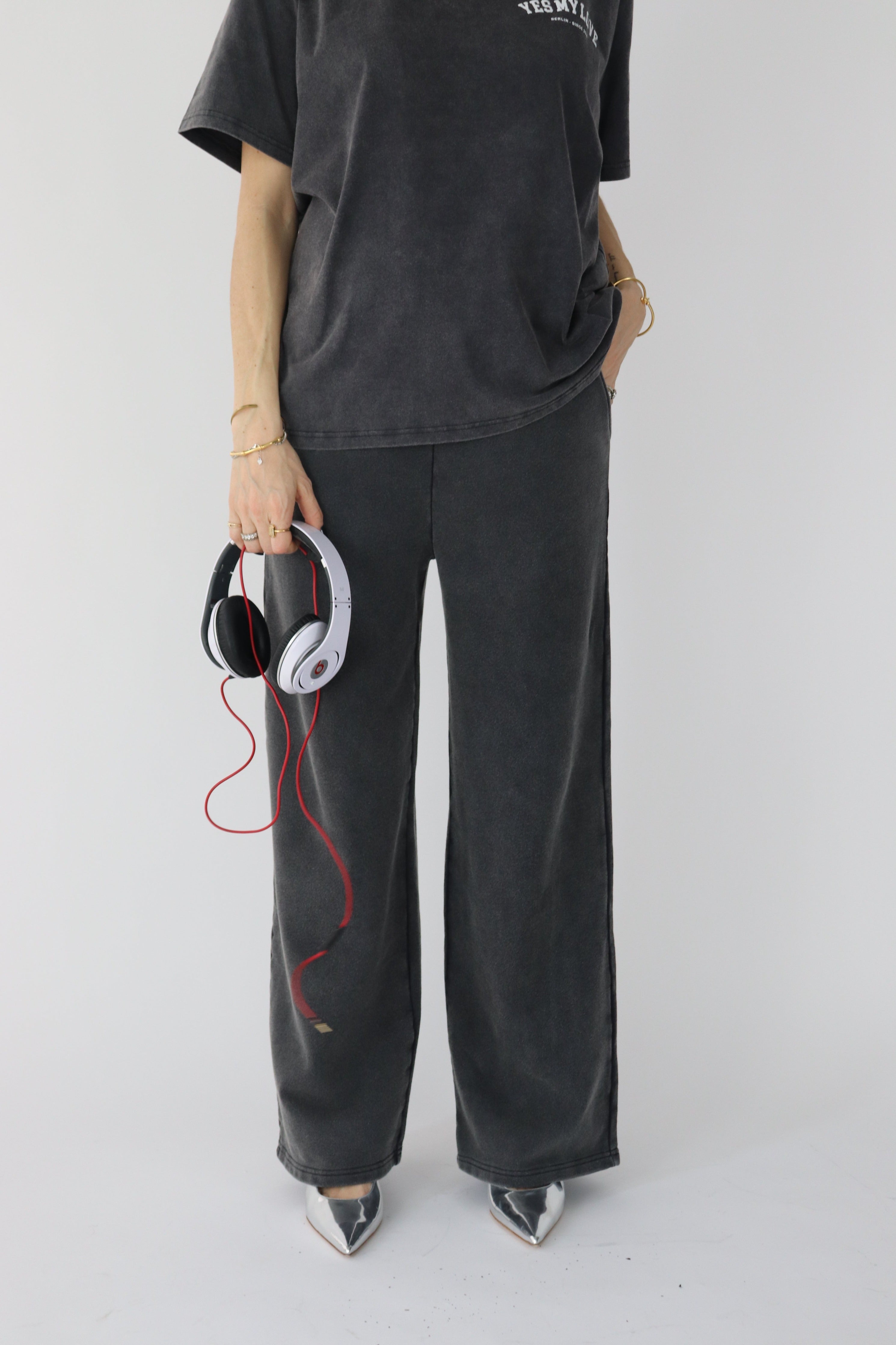 Sweatpants - gerades Bein - Vintage schwarz