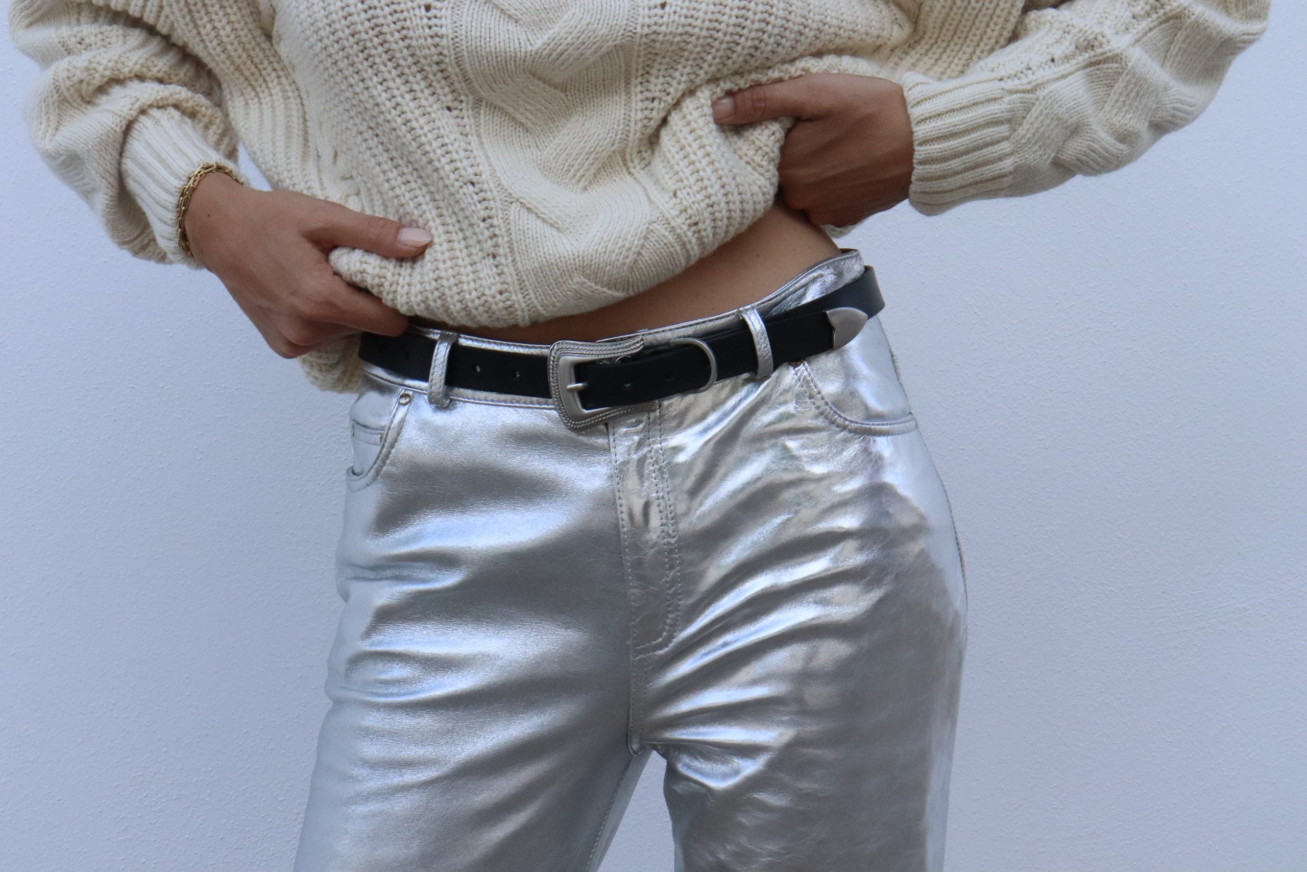 Gürtel schwarz - Schnalle silber